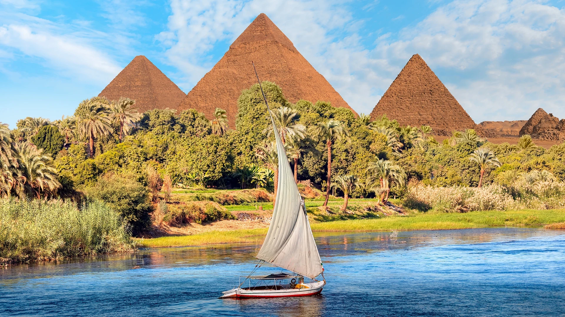 Pyramids of Giza with Nile River views