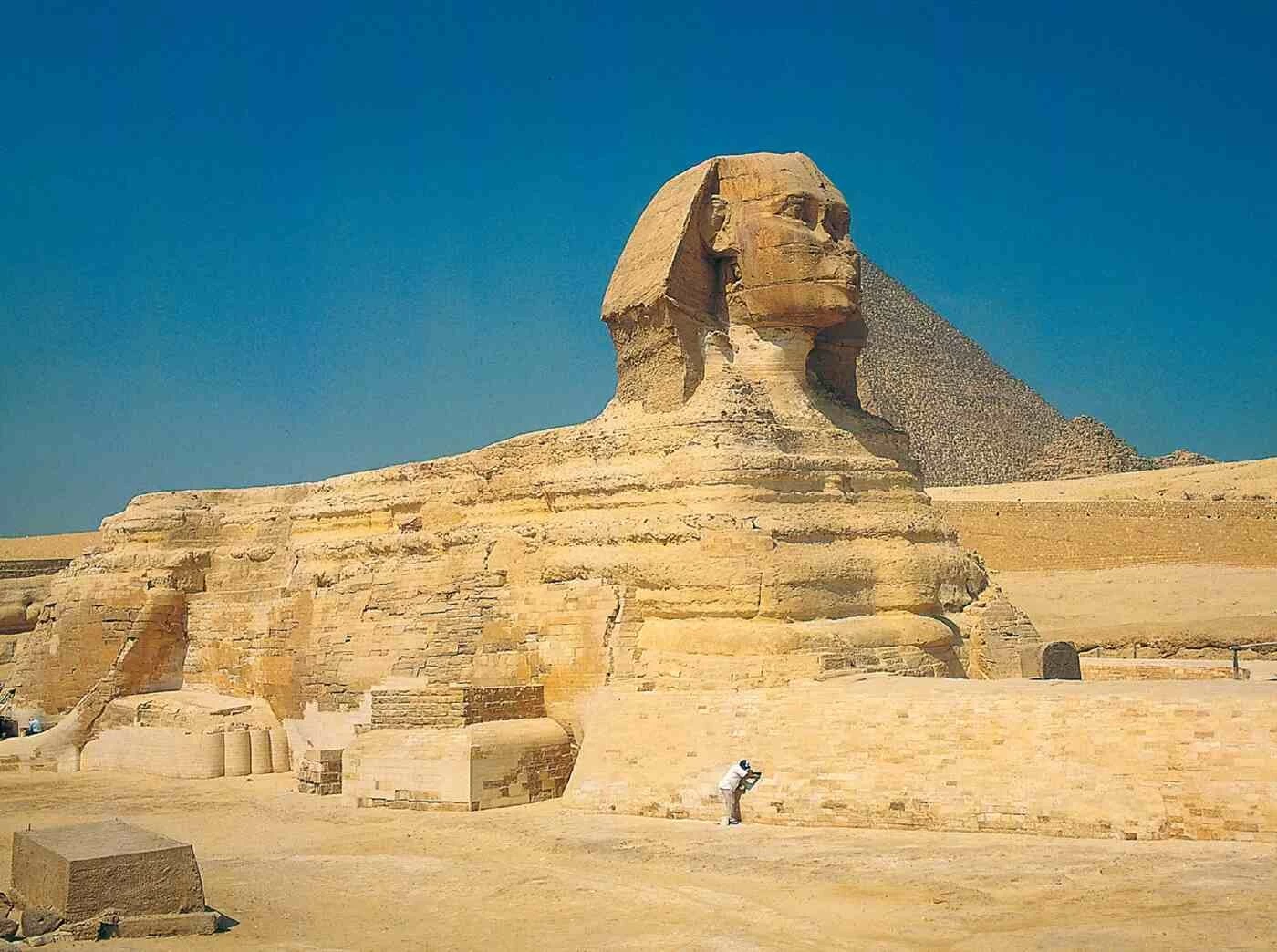 Great Sphinx of Giza with the Ancient Egyptian Pyramids in the Background