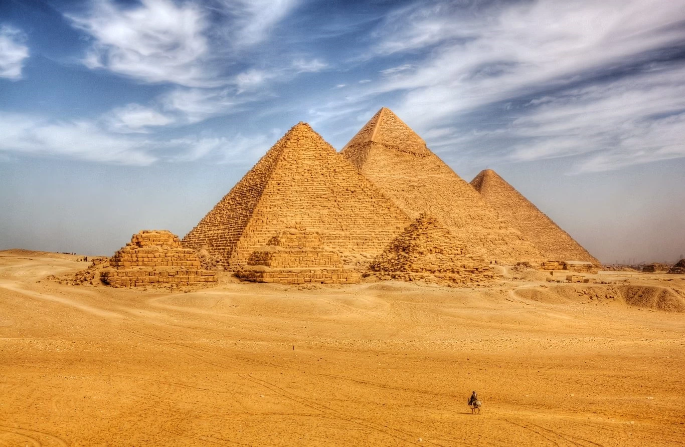 Great Pyramids of Giza in Cairo Egypt with Desert Landscape