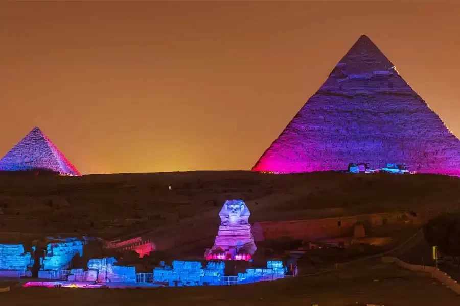 Pyramids Light Show at Night