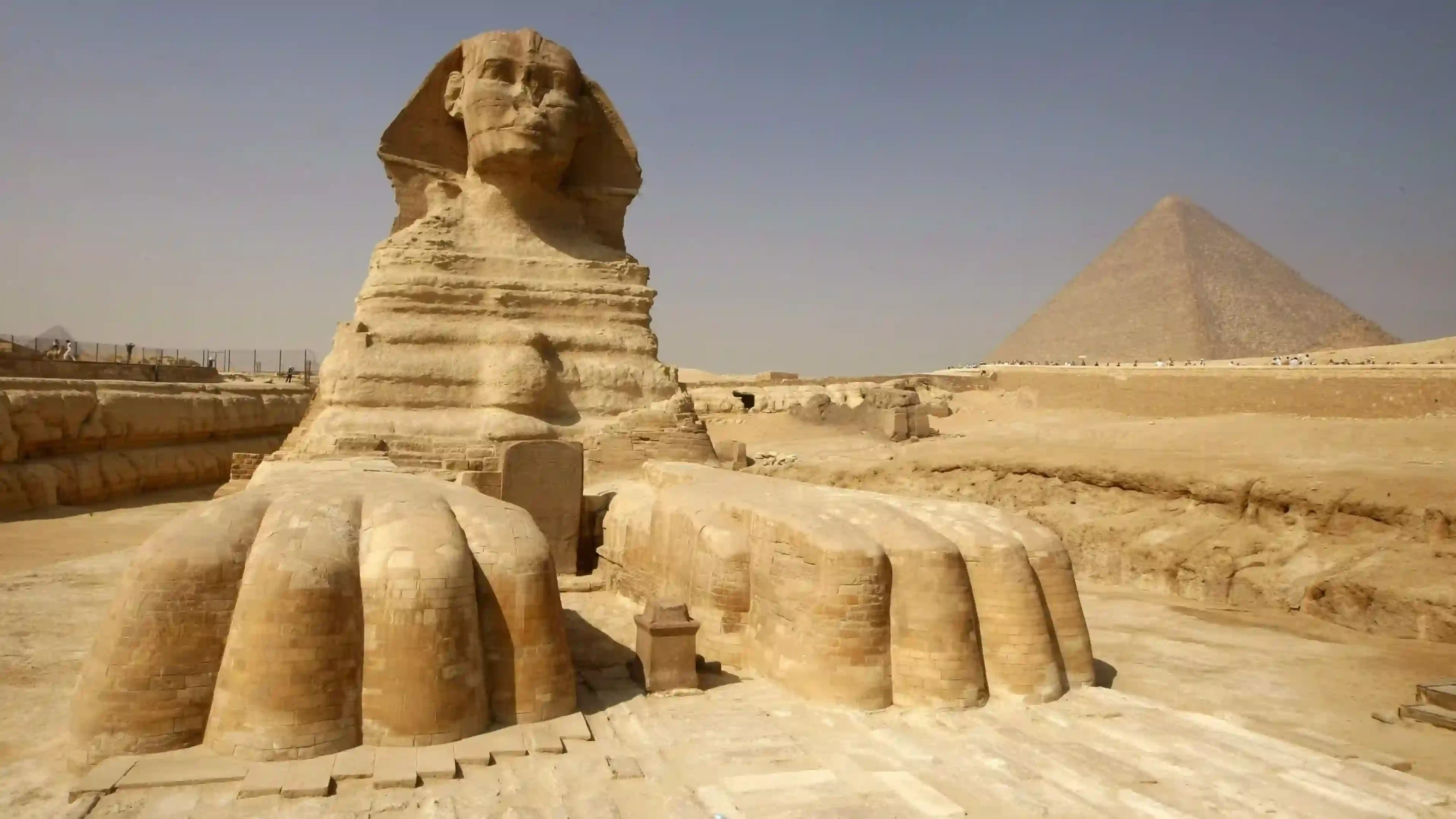 Ancient Sphinx of Giza near the pyramids