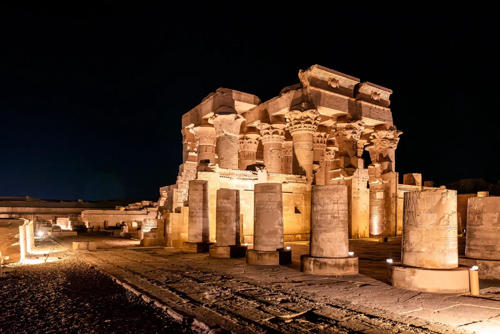 Ancient Kom Ombo Temple columns