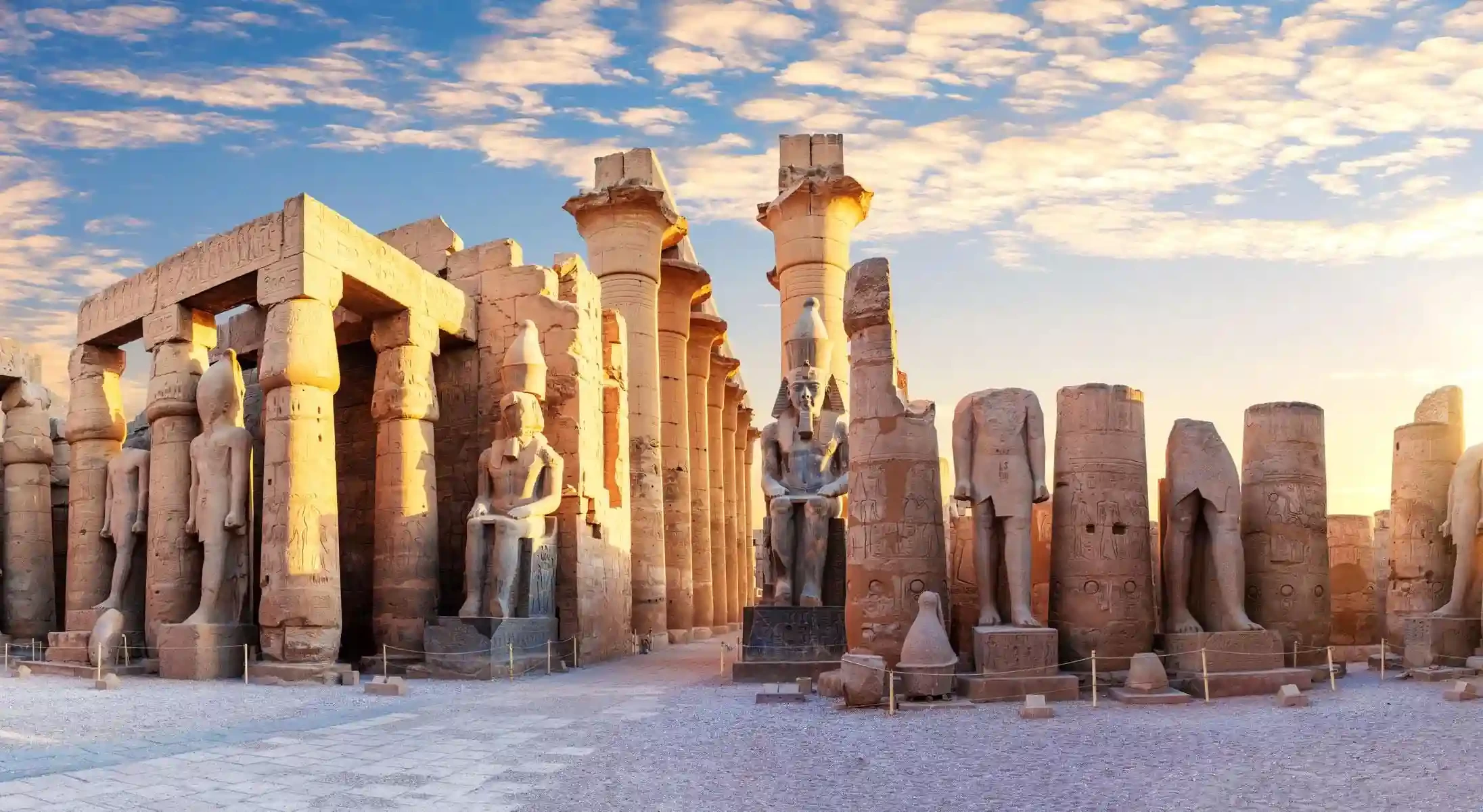 Luxor Temple illuminated after sunrise
