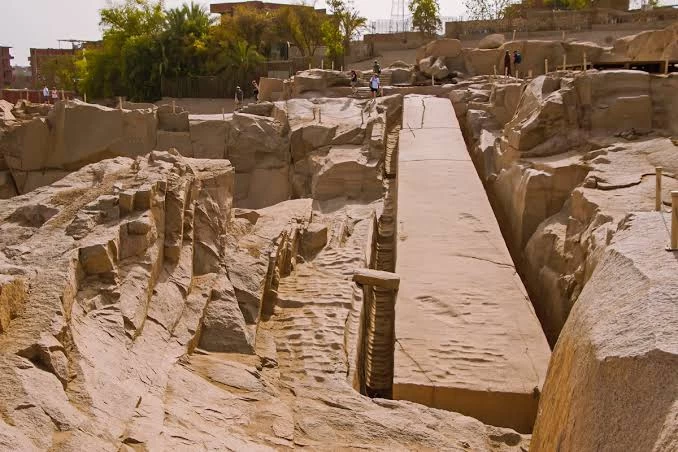 Massive stone obelisk at Aswan