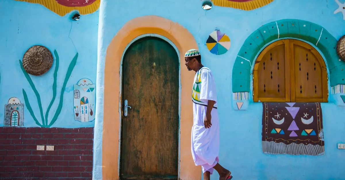 Colourful Nubian Village houses Aswan
