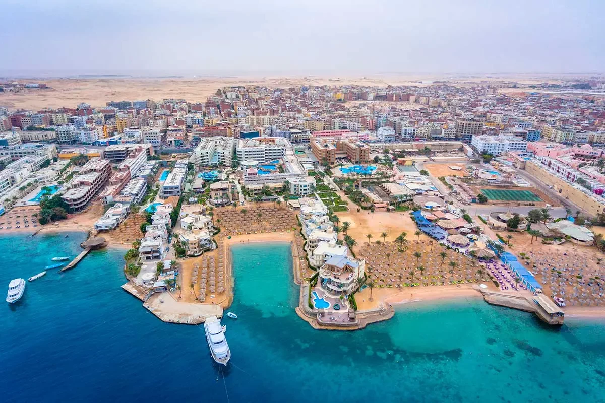 Beautiful Hurghada beach overlooking the Red Sea