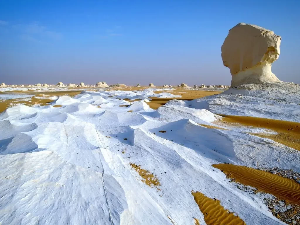 Unique white chalk formations in Egypt’s White Desert