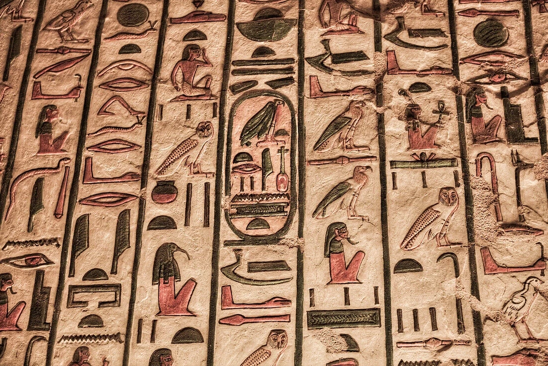 Ancient Egyptian paintings inside Valley Queens tombs