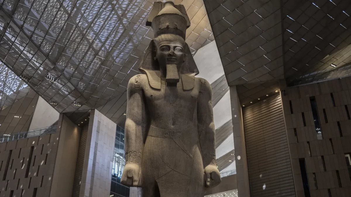 Statue of Pharaoh Ramses II in ancient Egyptian style